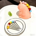 thumbnail image 4 of Pink Dinosaur Fruit Fork Storage Jar Set Cute Kitchen Accessory For Snack Fruit Utensil Holder Home Decor Plastic Material Pink Color, 4 of 7