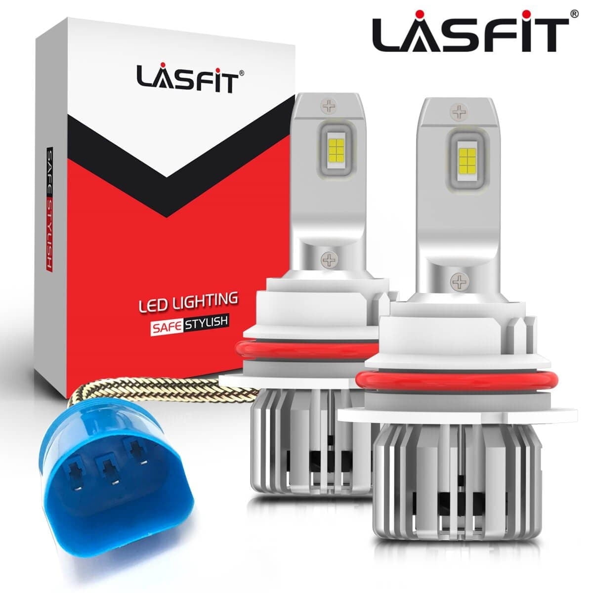 Lasfit 9007 HB5 LED Bulbs High Low 50W 6000K White 2 Bulbs - Walmart.com