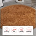 thumbnail image 5 of Namzi Alfombra de baño antideslizante de felpa, lavable a máquina, ideal para el suelo del baño, bañera y ducha. Alfombra de baño tipo pasillo, accesorios decorativos de 79 x 79 cm (caqui oscuro)., 5 of 5