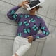 thumbnail image 2 of Gibobby Casual Suéter para Mujer, Suéter de gran tamaño con cuello redondo para mujer, manga larga, abombada, con manga larga(Morado,M), 2 of 4
