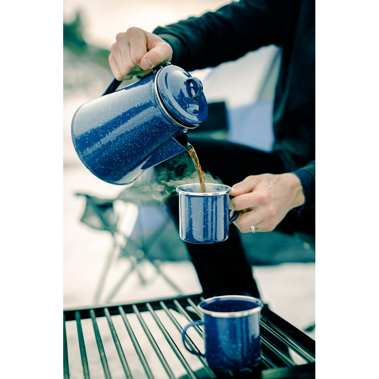 Grip Blue Enamel Coffee Percolator For Camping 