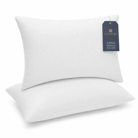EGOHOME 2 Pack Bed Pillow, Shredded Gel Memory Foam Pillow, Standard Queen, Medium, Made in USA