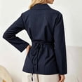 thumbnail image 6 of ClodeEU Women Collared Long Sleeve Wrap Cross Waist Slim Blouse,Casual Office Blouse Blue,Women's Plus XL, 6 of 8