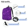 thumbnail image 5 of Balery Purple Glitter Vintage Canvas Backpack for Men and Women - Large Capacity, Durable Travel Laptop Bag for School, Work, Hiking, and Outdoor Activities, 5 of 7