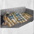thumbnail image 6 of Hello Sunshine Soft Flannel Fleece Throw Blanket, Summer Hello Sunshine Lettering on Striped Background, Cozy Plush for Indoor and Outdoor Use, 50" x 70", Petrol Blue Pale Orange, by Ambesonne, 6 of 6
