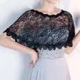 thumbnail image 3 of SWSMCLT Women's Lace Fancy Fashion Mesh Bridal Lace Cape for Wedding Shrug Light Semi Formal Net Fitted Black One Size, 3 of 4