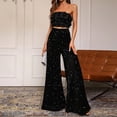 thumbnail image 2 of AOMPMSDX Women's Fashion Autumn And Winter Casual Pure Color Sequins High Waist Wide Leg Trousers Black S, 2 of 7