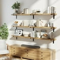 thumbnail image 5 of Wallniture Menton 84 inch Long, 9.25" Deep Floating Shelves for Wall Storage, Bookshelf for Living Room, Rustic Shelf for Kitchen, Burnt, Heavy Duty Brackets with 1.5" Thick Wood Boards, 5 of 16