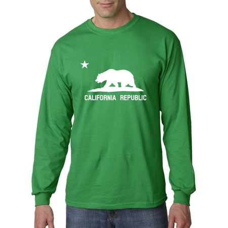 Grizzlies Long Sleeve New Way 976 - Unisex Long-Sleeve T-Shirt California Republic Vintage Grizzly Bear Star Large Kelly Green ()