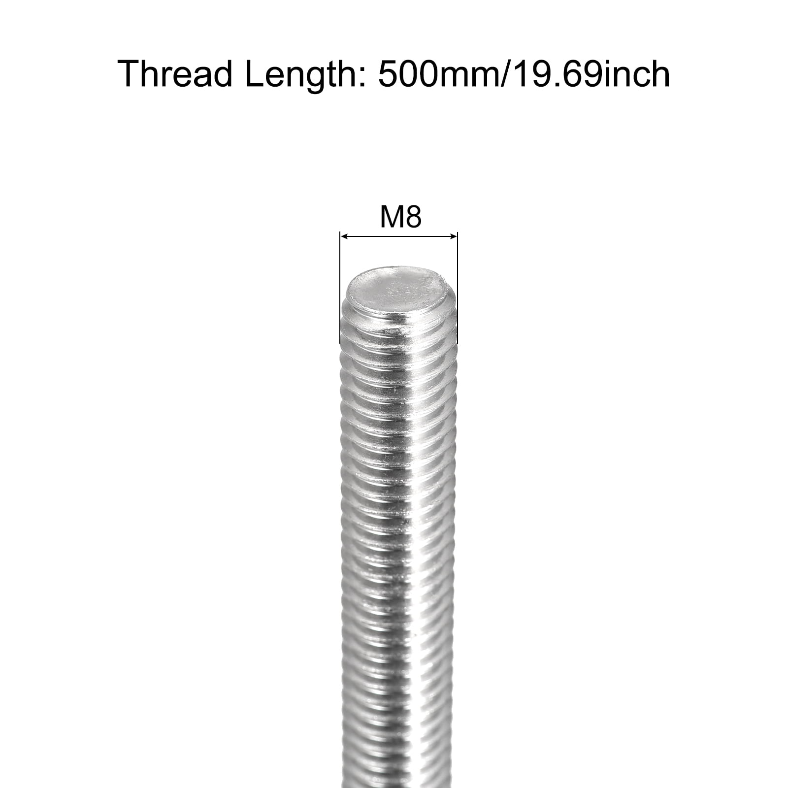Fully Threaded Rod M8 x 500mm 1.25mm Pitch 304 Stainless Steel Right Hand 6pcs