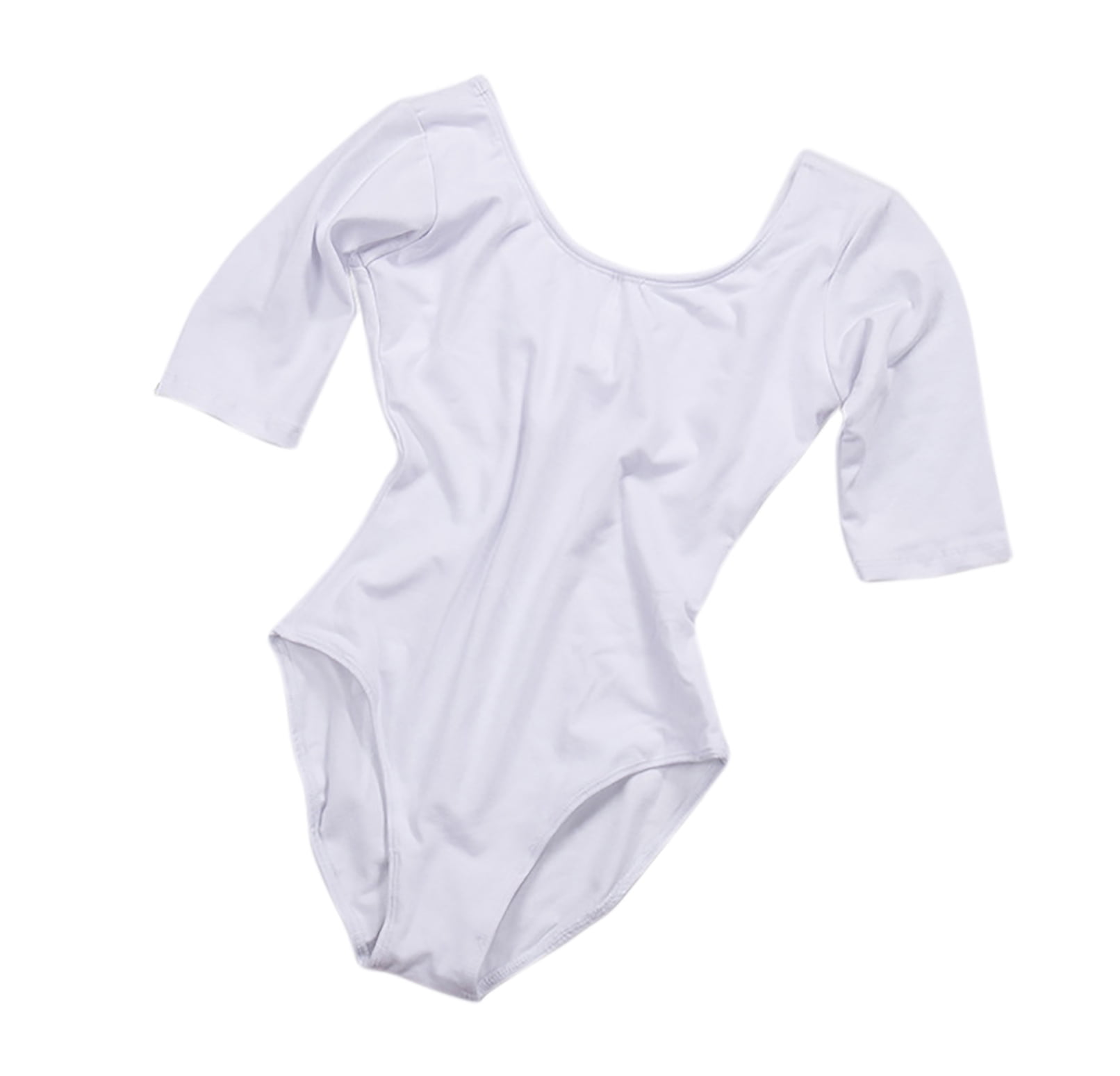 Basic Cotton 3/4 Sleeve Leotard Womens Ballet Dance Bodysuit Clothes