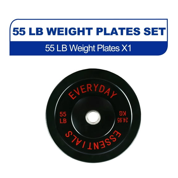 BalanceFrom Olympic Bumper Plate Weight Plate with Steel Hub, Black, 55 lbs Single