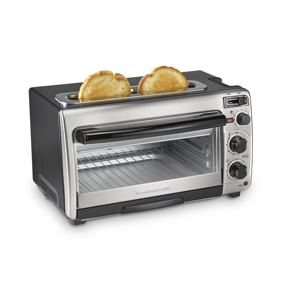 Hamilton Beach Space Saving Oven Toaster, Holds a 9" Pizza or 3/4 Lb. of Fries, Stainless Steel Exterior