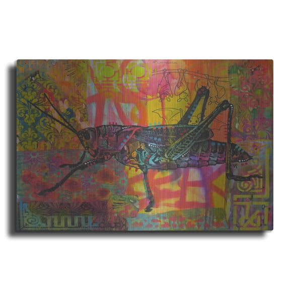 Luxe Metal Art 'Grasshopper' by Dean Russo, Metal Wall Art, 24"x16"