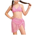 thumbnail image 6 of Nwiuh Girls 3 Piece Bikini Set Halter Triangle Swimsuit with Cover up Skirt Bathing Suits (Pink, 10-11 Years), 6 of 7