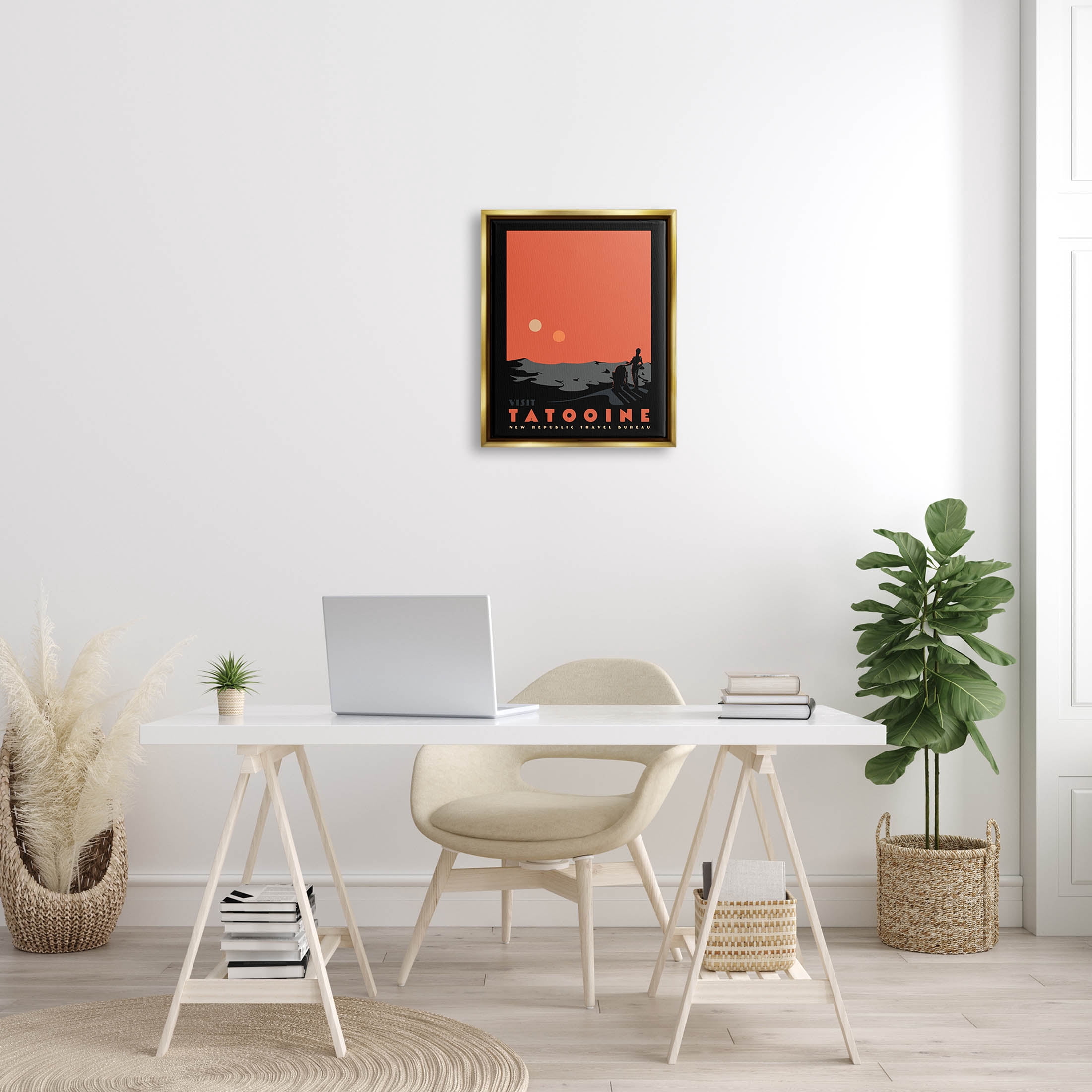 Stupell Industries Tatooine Vast Science Fiction Land Graphic Art Metallic Gold Floating Framed Canvas Print Wall Art, Design by Matheus Lopes Castro