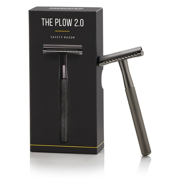 MANSCAPED® The Plow® 2.0 Men's Premium Single Blade Double-Edged Safety Face Razor - Grey