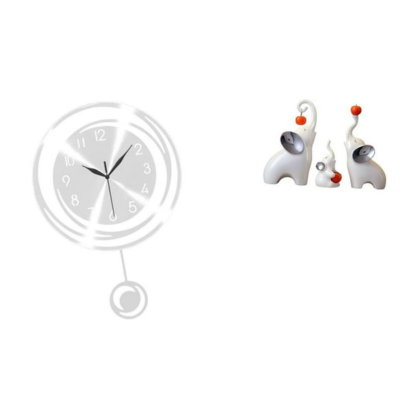 Reloj De Pared Acrílico Con Grandes Números Arábigos Y Esculturas De Familia De Elefantes. Adorno único, Ligero Y Silencioso Para Cocina, Estudio, Sala De Estar, Dormitorio, Decoración De