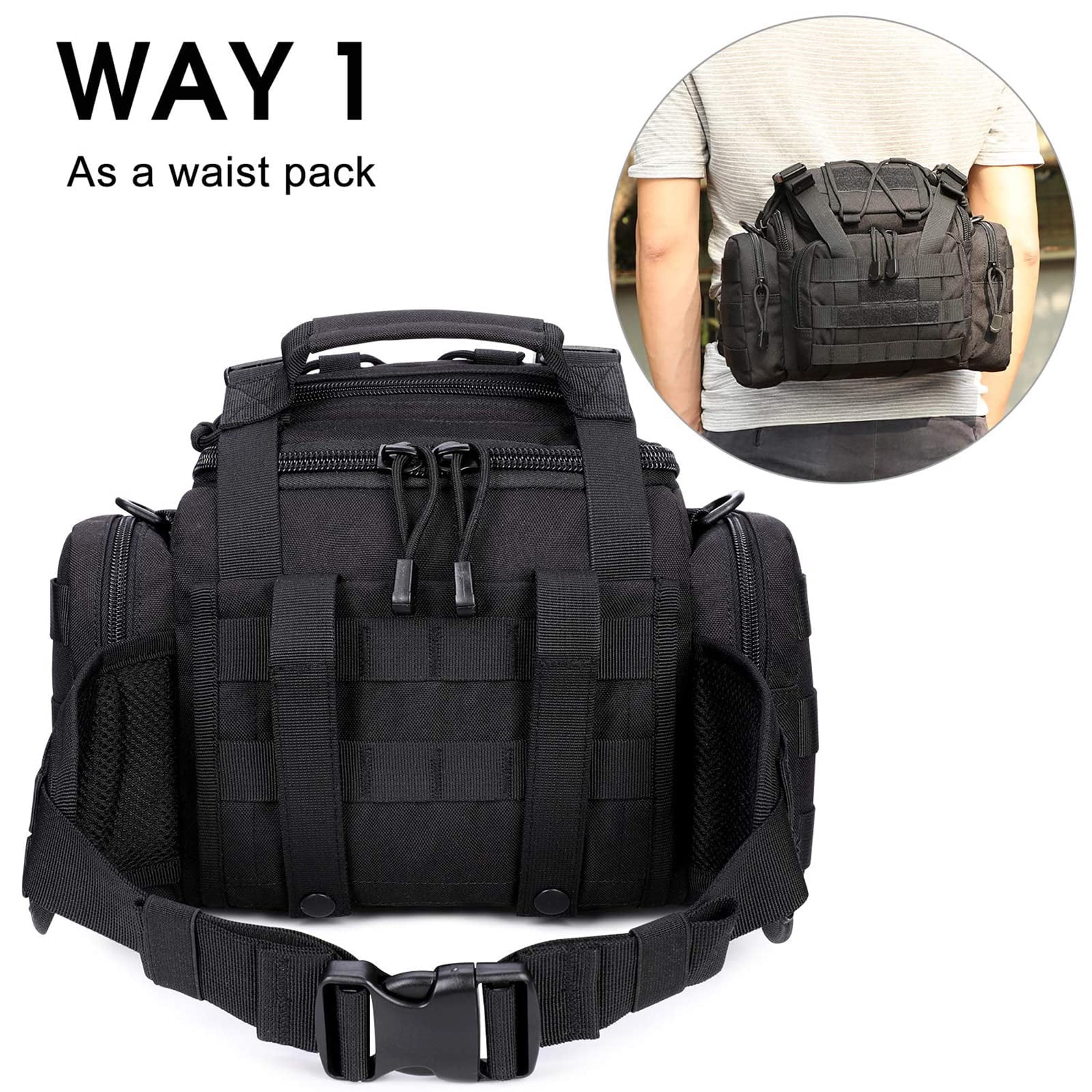 G4Free Sport Outdoor Waist Pack Sling Bag Hiking Fanny Pack Fishing Gear Crossbody Travel Bag