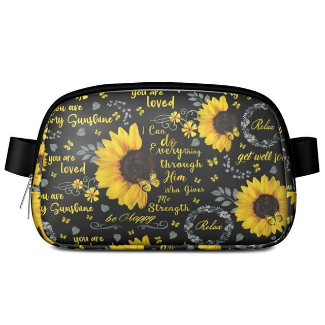 Sac Banane Graphique Tournesol Rétro - Sac de Taille Réglable Imperméable avec Design Floral Vintage, Léger pour Course et Randonnée