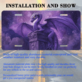 thumbnail image 3 of 1 Pcs 2D Flat License Plate Covers & Frames, Purple Dragon on Monument For Decorative Front, Waterproof For Decoration Aluminum License Plate Covers & Frames Cover For Men Women, 12" X 6", 3 of 7
