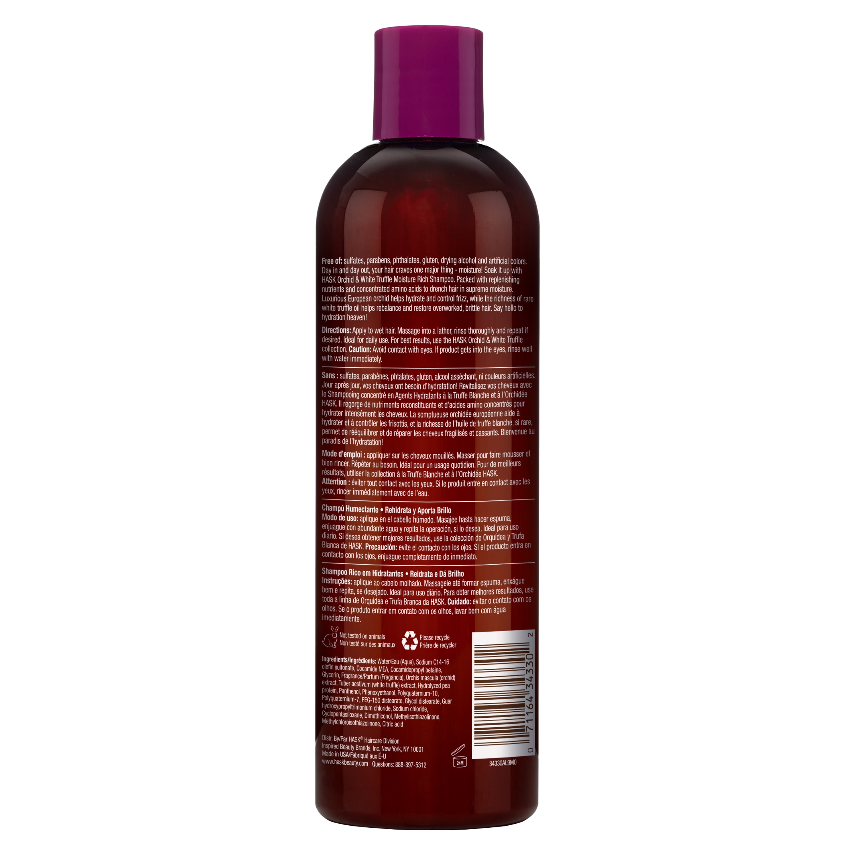 HASK Moisture Rich Shampoo Sulfate Free Orchid and White Truffle, 12 fl oz