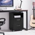thumbnail image 2 of PERUYQ File Cabinet, Under Desk Vertical Cabinet With 2 Drawers and Open Compartment, Printer Stand with Lockable Wheels for A4 Letter Size Hangable File Folders for Home Office(Black), 2 of 18