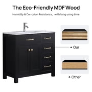Wonline 36inch Bathroom Vanity Cabinet Modern Design Drawer and Mirror Black