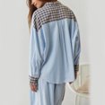 thumbnail image 6 of Sngxgn Pajamas for Women Pajama Set With Long Sleeve Button-up Pajamas Sleepwear(Blue,L), 6 of 9