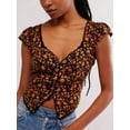 thumbnail image 4 of Women Floral Pattern Tank Tops Summer Vest Open Front Sleeveless Slim Fit Crop Going Out Tops Black S, 4 of 7