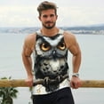 thumbnail image 6 of Gukieu Whimsical Owl On Branch Print Men's Quick Dry Fitness Vest, Round Neck Sleeveless Fitness Bodybuilding Top-X-Large, 6 of 7