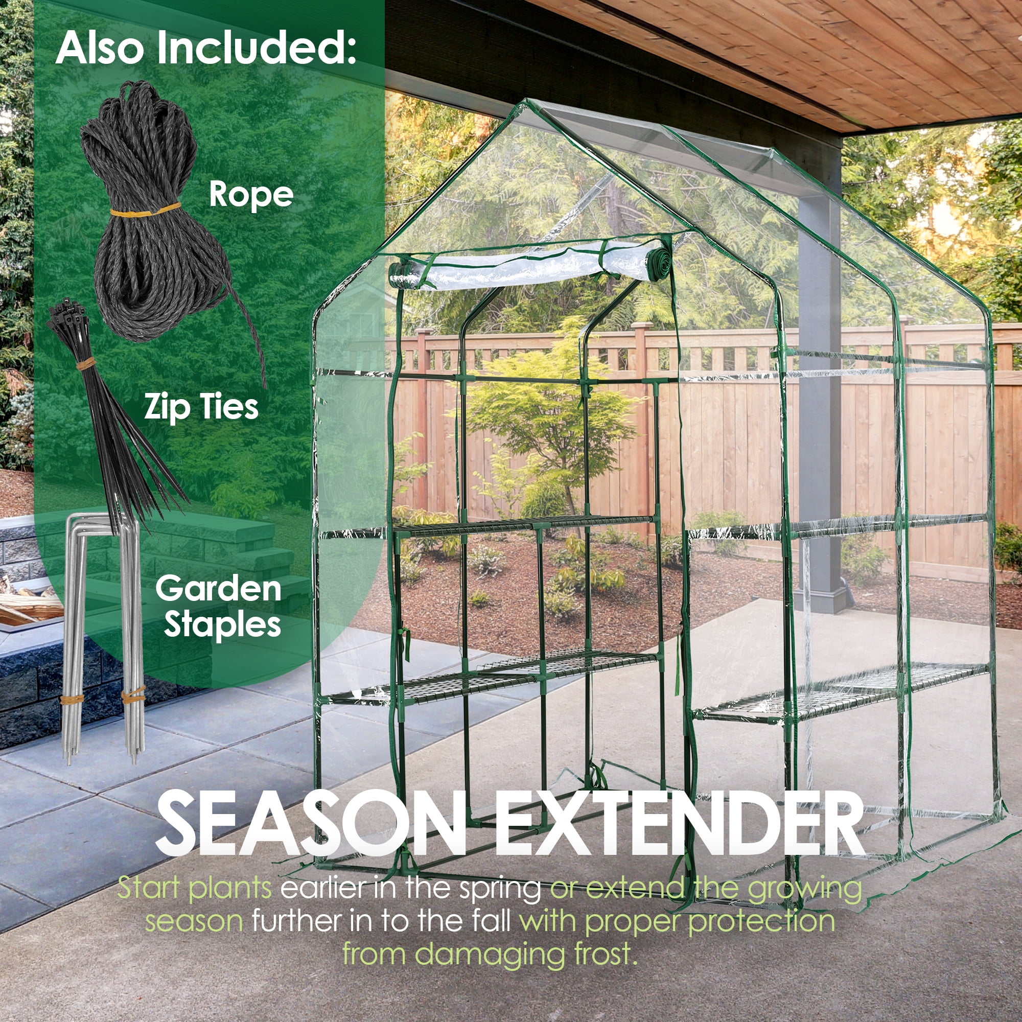 Garden Elements Plastic Indoor/Outdoor Standing Greenhouse, Unvented, Clear, Large, 77"