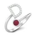 thumbnail image 2 of Capital D Initial Letter Ruby Glass Filled 925 Sterling Silver Women Adjustable Front Open Valentines Day Gifts Ring, 2 of 3