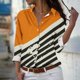 thumbnail image 3 of Camisas de Mujer Casual, Manga Larga Serie Naranja Impresa Botón de Solapa Hasta Blusa de Ajuste Regular Hecha de Poliéster para Todas las Estaciones, Botón de la Camisa de las Mujeres, 3 of 4