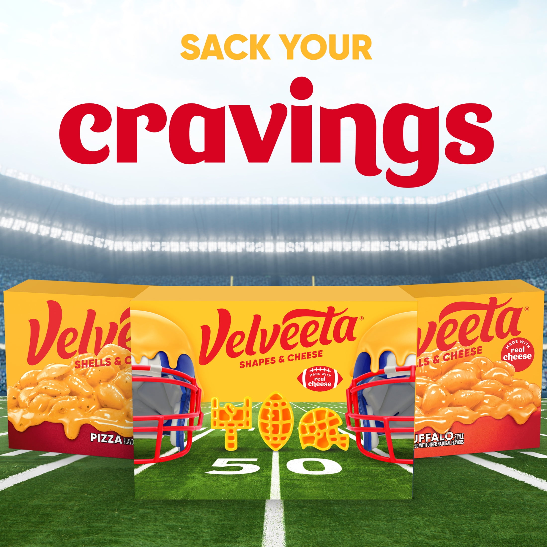 (2 pack) Velveeta Football Shapes and Cheese Mac and Cheese, 1 Box, for Easy Dinner or Dinner Sides, Made with Real Cheese, 10 oz