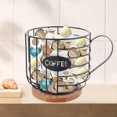 thumbnail image 3 of POINTERTECK Coffee Pod Holder with Wooden Base Large Capacity Coffee Filters Storage with Handle Metal Coffee Capsule Cages  Coffee Pod Container for Countertop Coffee Bar Office, 3 of 10
