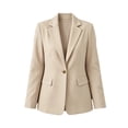 thumbnail image 6 of Women's Single Button Blazer Notched Lapel Long Sleeve Suit Jacket Solid Color formal office Business Casual Suit Coat for Ladies Beige, 6 of 7
