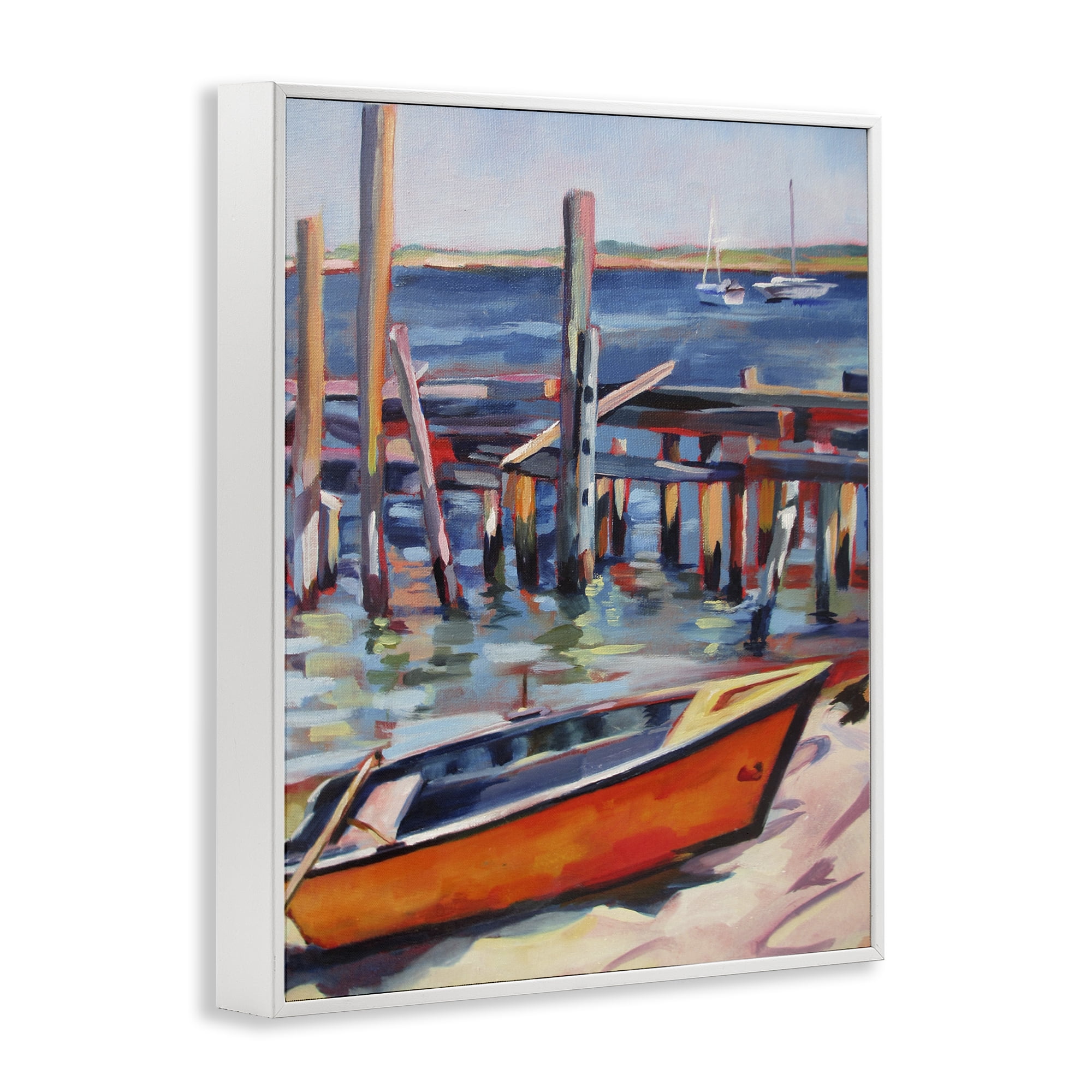 Stupell Industries Provincetown Harbor Boat White Framed Giclee Art, design by Maxine Shore