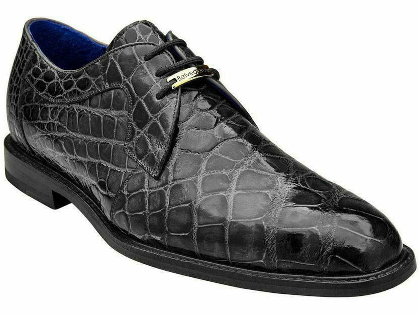 Belvedere Alexander Black/Grey Genuine Crocodile Oxford