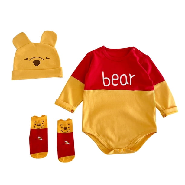 Disney-Conjunto de ropa de 2 piezas para recién nacido, Pelele con sombrero, estampado de Winnie the Pooh, Mickey Mouse, Primavera