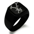 thumbnail image 1 of Stainless Steel Letter Y Initial Floral Monogram Engraved Engraved Square Flat Top Biker Style Polished Signet Ring, 1 of 1