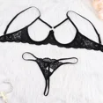 thumbnail image 2 of Sexy Underwire Floral Lace Mesh Sheer Lingerie Set for Women See Through Bra and Thong 2 Piece, 2 of 8