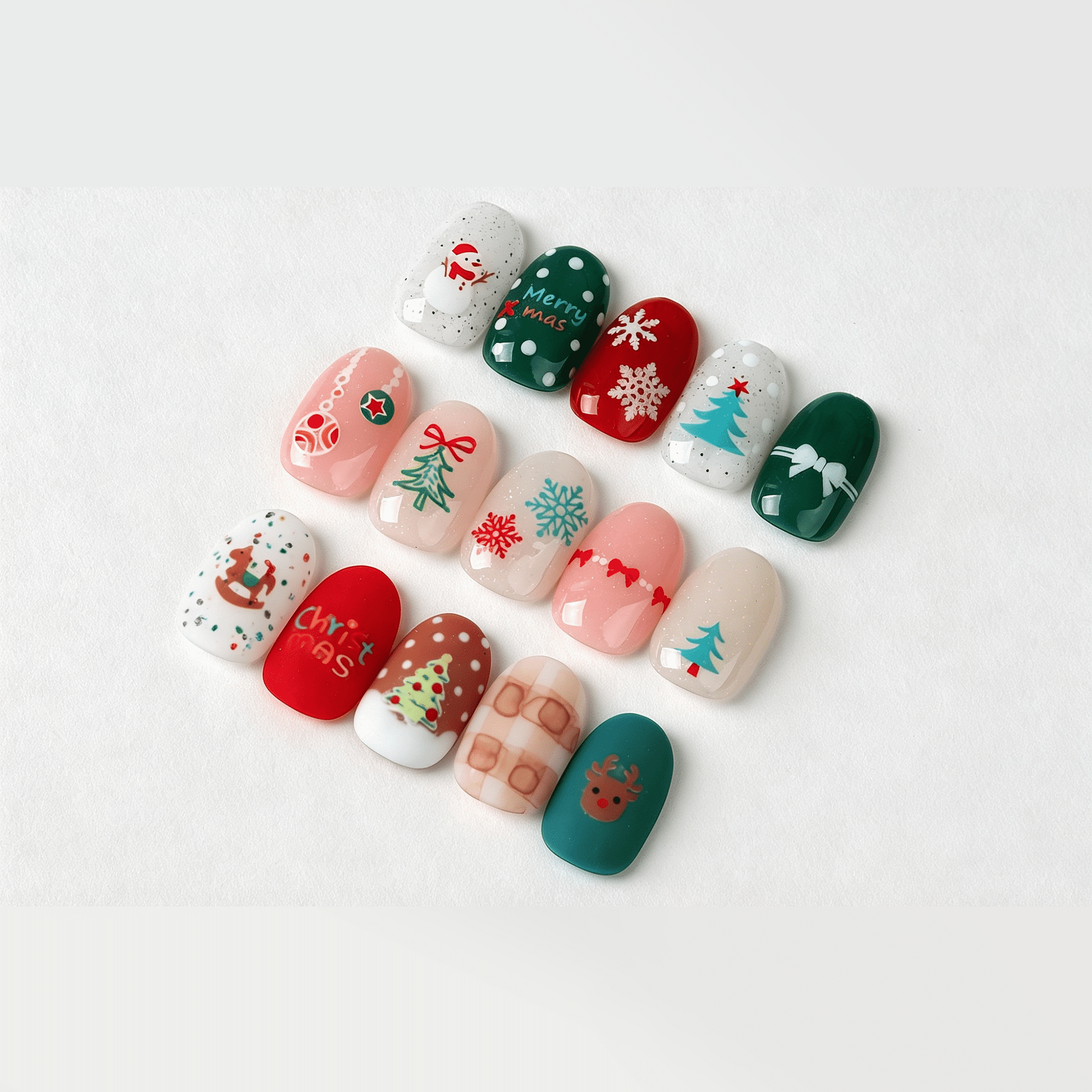 Holiday Nail Art Decals for Festive DIY Manicure, Santa, Reindeer, Snowflake & Tree Designs