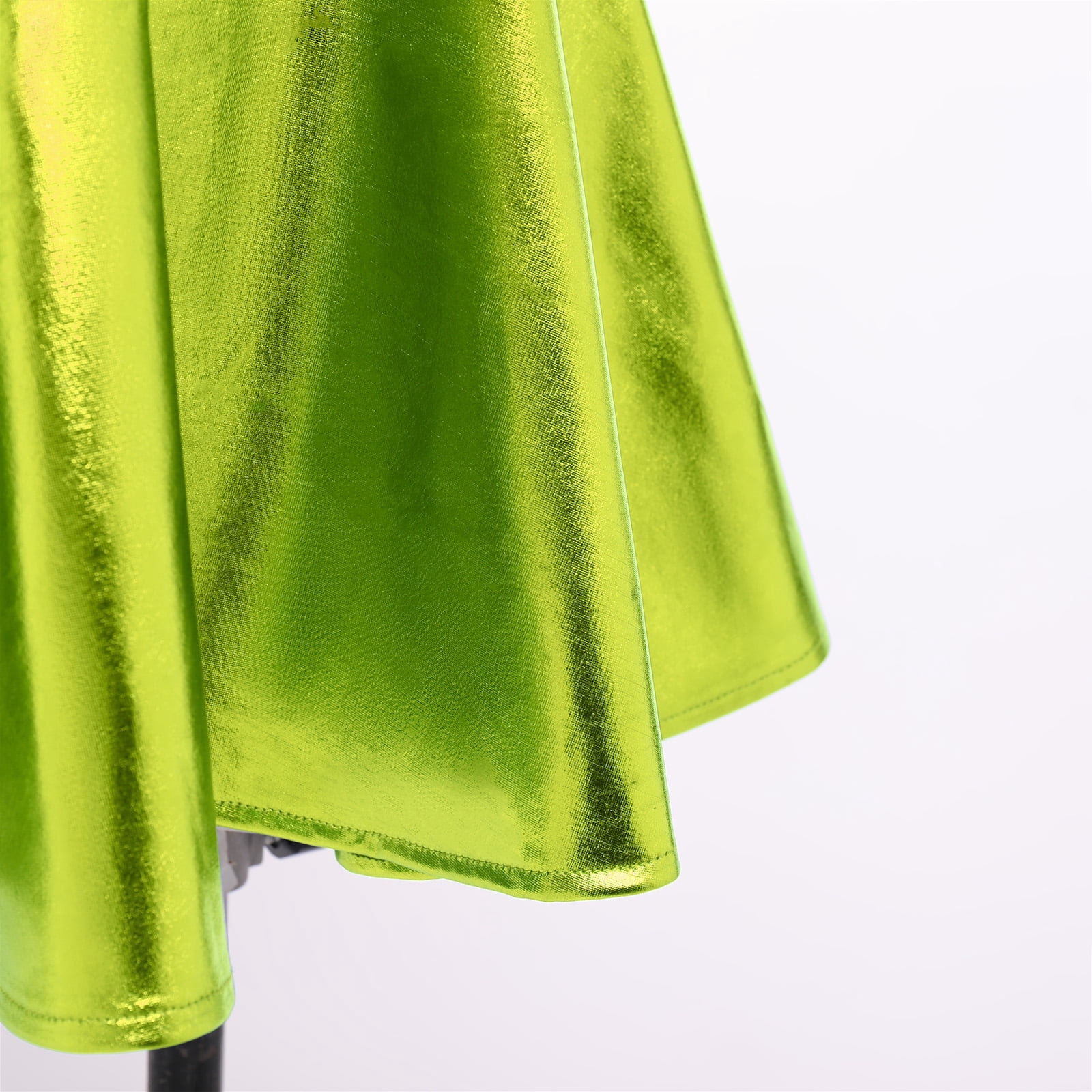 IBTOM CASTLE Women's Shiny Metallic Dress Sexy Sleeveless Mini Skater Dress Holographic Party Rave Dance Clubwear Anime Cosplay Halloween Clothes XXL Green