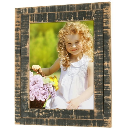 Ivory Shabby Chic Easel Rustic Distressed Wood Frame: Holds an 8x10 Photo: Ready to Hang, Ready to Stand with Built in Easel, Shabby Chic, Driftwood, Barnwood, Farmhouse, Reclaimed Wood Picture Frame ()