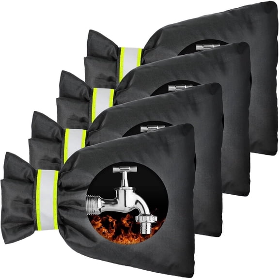 Outdoor Faucet Covers for Winter - 4 Pack Pro 6.7" W x 8.3" H Outdoor Water Faucet Cover Socks for Winter Freeze Protection Pipe Insulation Reusable Waterproof Insulated Spigot backflow Cover,Black