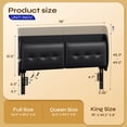thumbnail image 4 of Pinmoco King Upholstered Headboard with Storage & Charging Station, LED Wingback Adjustable Headboard, PU Leather Headboard Only, Black, 4 of 8