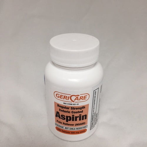 GeriCare Enteric Coated Aspirin Tablets, 325mg, 100ct 057896921018A109