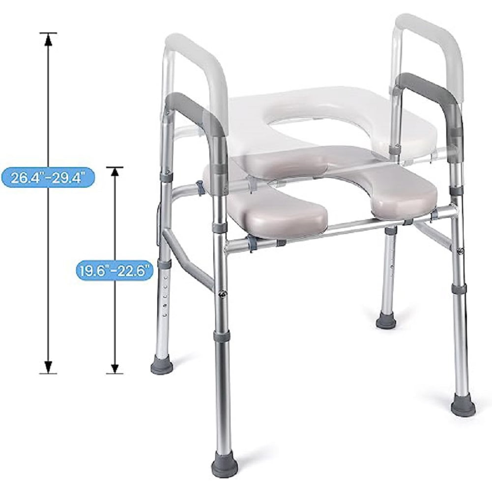 Yiwa 350LB Raised Toilet Seat for Senior, Adjustable Height, Padded Seat for Elderly, Disabled