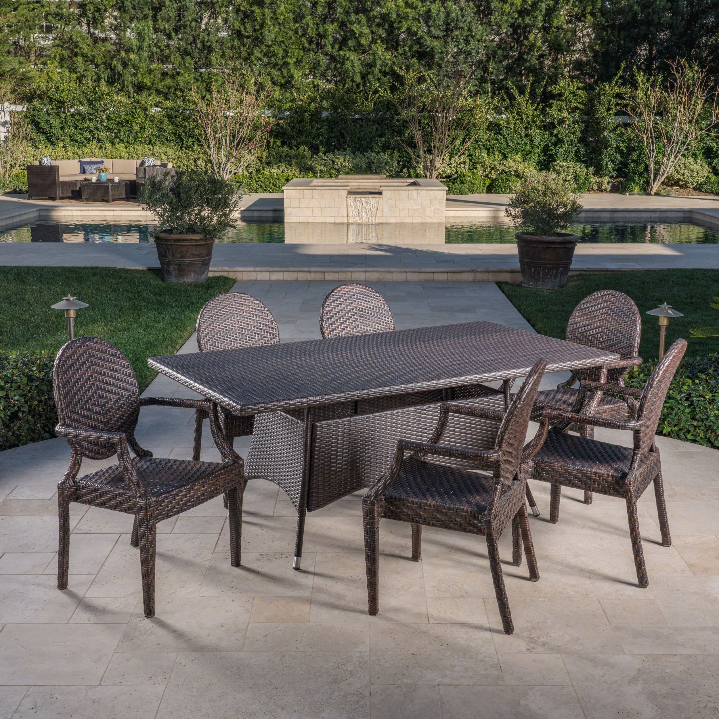 Outdoor Aluminum Framed Wicker 5 Piece Dining Set with Matching Square